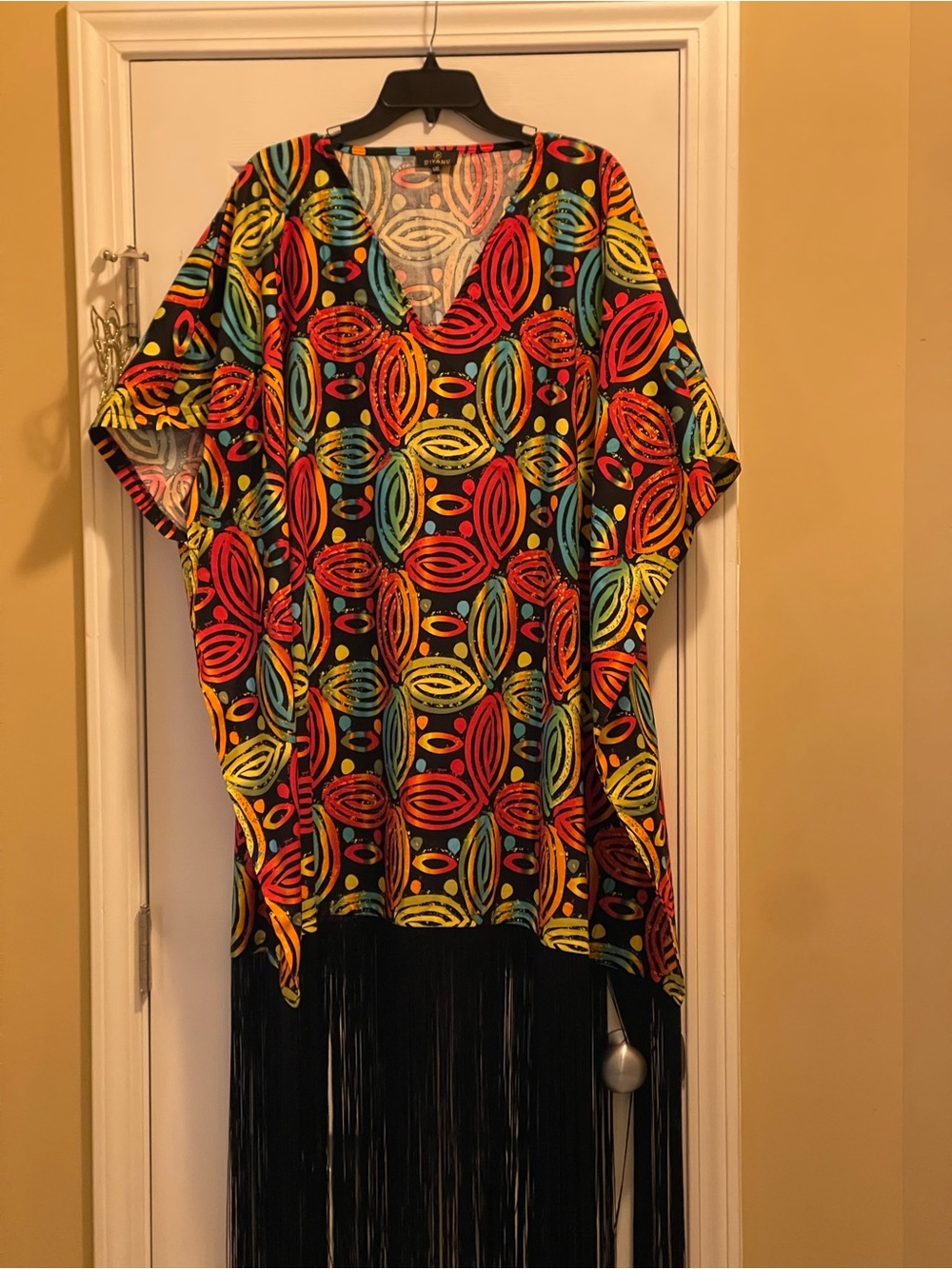 Diyanu Multicolor Midi Dress with Fringe